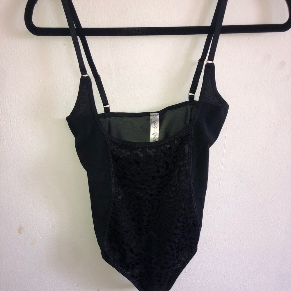 Black mesh cheetah print  bodysuit